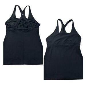 Lululemon Black Crossed Keyhole Tank Top Size 6 Built in Bra